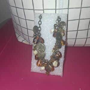 Chic Gold and Brown Charm Necklace